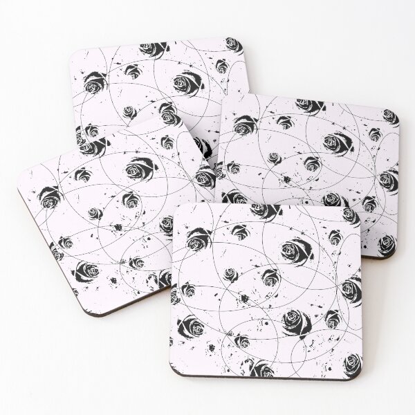 Item preview, BLACK ABSTRACT MODERN ROSE GARDEN WHITE ART designed and sold by sharlesart.