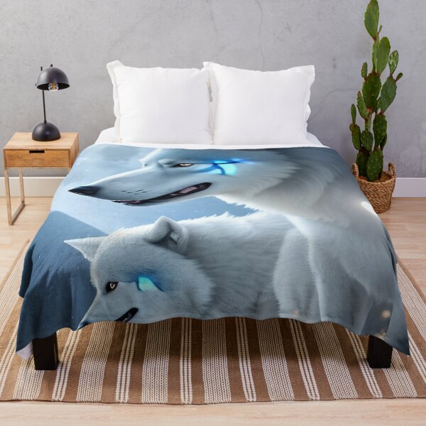 Item preview, graphic of a vibrant of a wolf with the moon designed and sold by Print-flair.