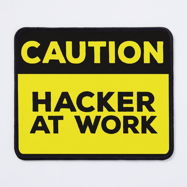 Artikelvorschau, Gelbes Verkehrsschild – Vorsicht Hacker bei der Arbeit entworfen und verkauft von Rhu Creations.