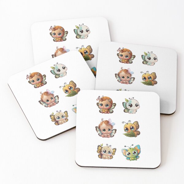 Item preview, Cute Baby Butterfly Cartoon Character, Pack of 6 Joyful Butterflies Vol2 designed and sold by OFMdesigns.