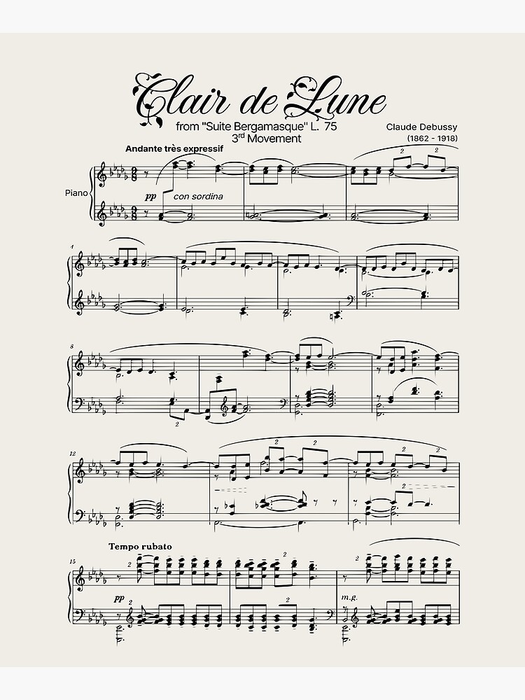 Clair De Lune Handwritten Sheet Music 