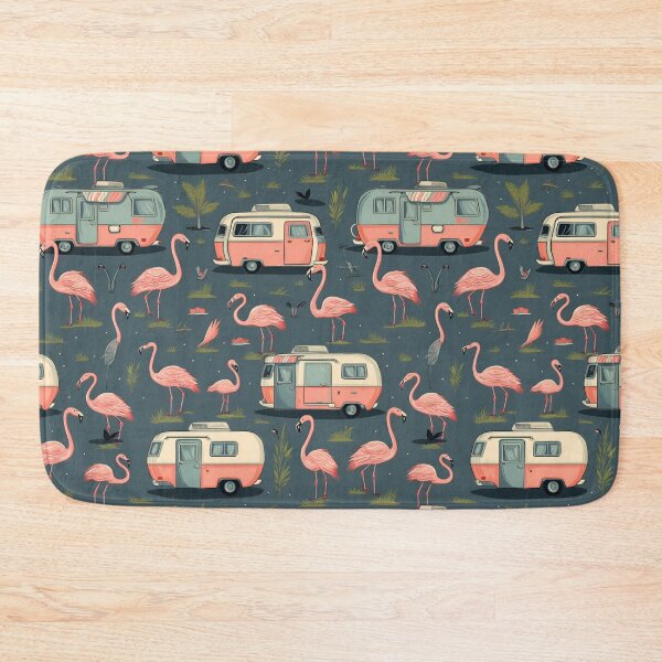 Item preview, Retro RV with Flamingos designed and sold by LizardQueenArt.