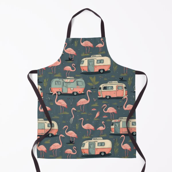 Item preview, Retro RV with Flamingos designed and sold by LizardQueenArt.