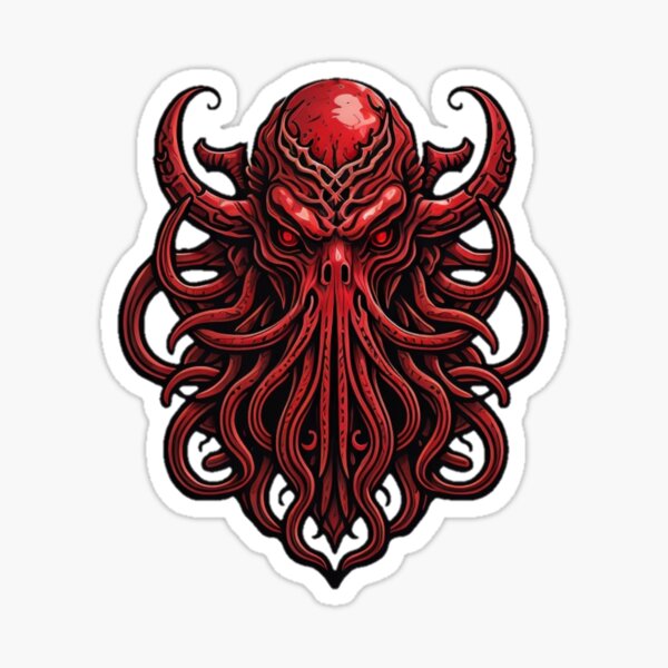 Schwarzer und roter dämonischer Cthulhu Sticker