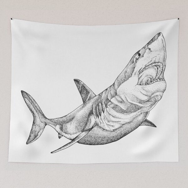 Item preview, Great White Shark Ink Drawing designed and sold by Elizabeth Weglein.