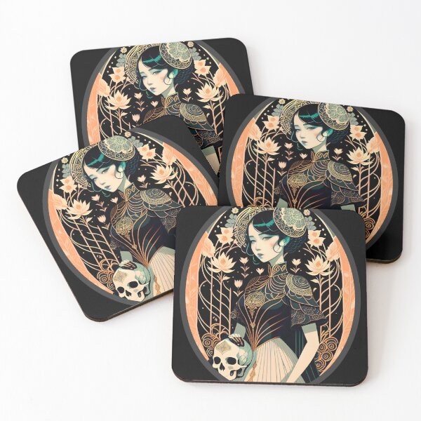 Item preview, Lisabeth, the Goth Skull Lady (korean art nouveau anime) designed and sold by McCallnWaldo.
