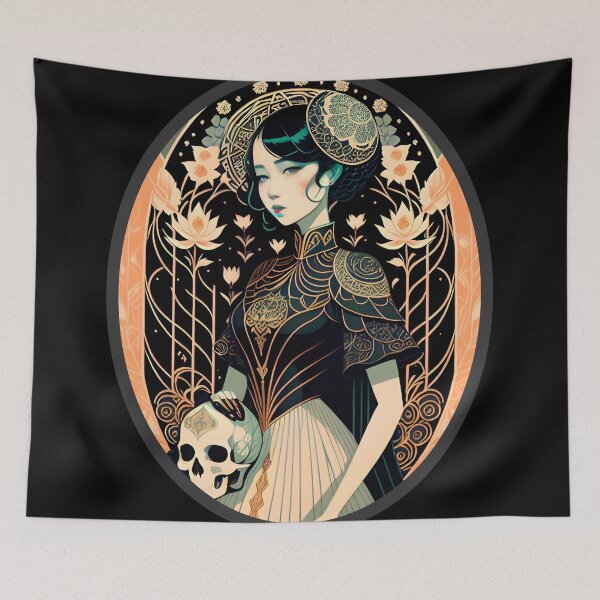 Item preview, Lisabeth, the Goth Skull Lady (korean art nouveau anime) designed and sold by McCallnWaldo.