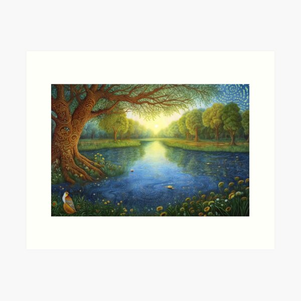Item preview, Serenity's Reflection: A Whimsical Pond and the Tree's Tale designed and sold by decsigns.