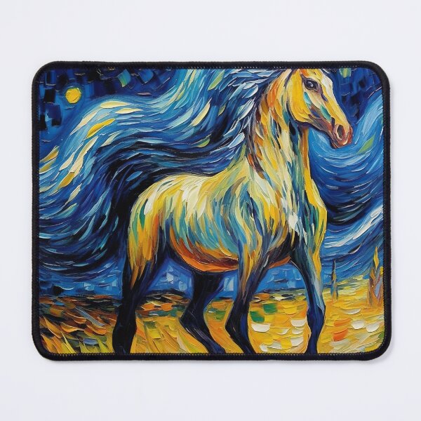 Artikelvorschau, Elegant Horse on Blue Background - Power and Serenity entworfen und verkauft von Neuronexia.