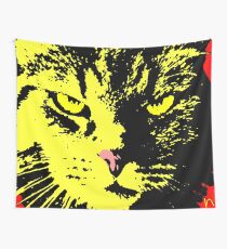 ANGRY CAT POP ART - YELLOW BLACK RED Wall Tapestry