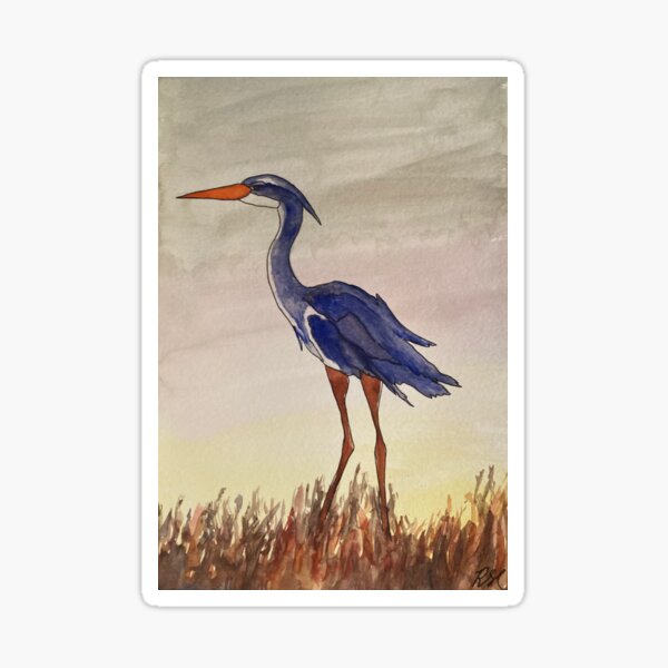 Item preview, Great Blue Heron watercolor designed and sold by TheDinasaur.