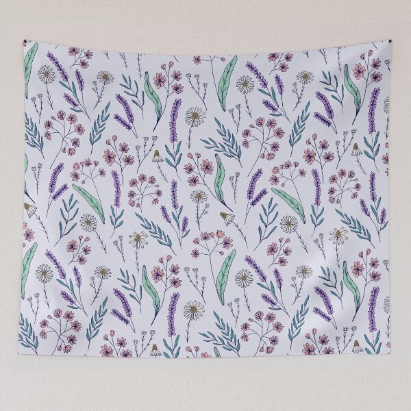 Item preview, Bedtime tea calming herbs botanical pattern in light blue designed and sold by Illustrated by Nat.