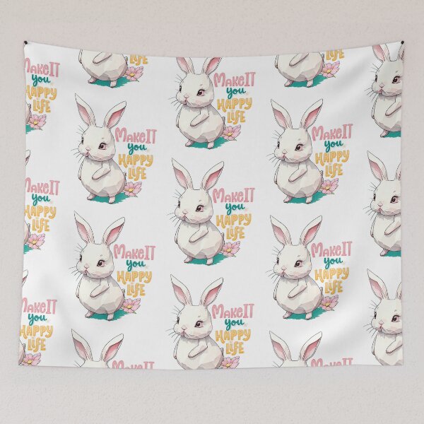 Item preview, ISO Rabbit 'Make it You Happy Life' designed and sold by pigipeach.