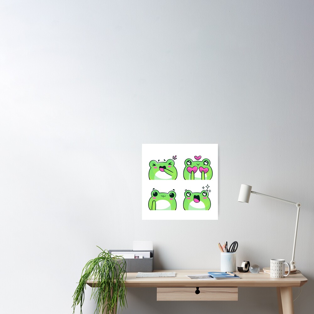 Cute Kawaii Frog Stickers - 4 Designs Magnet for Sale by CuteFrogCreates