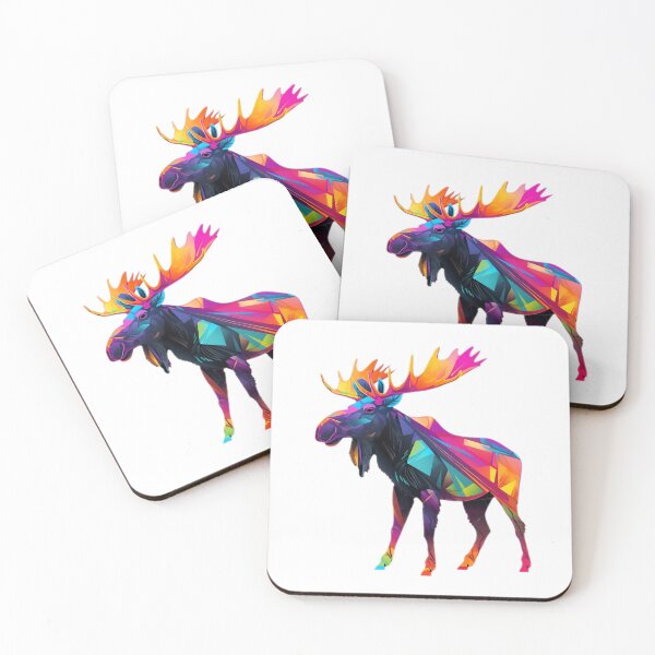 Item preview, abstract colorful low poly moose 2 designed and sold by Picture-Art.