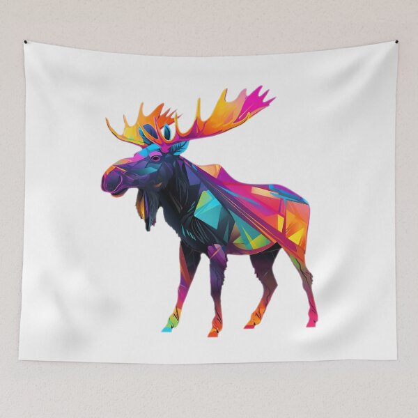 Item preview, abstract colorful low poly moose 2 designed and sold by Picture-Art.