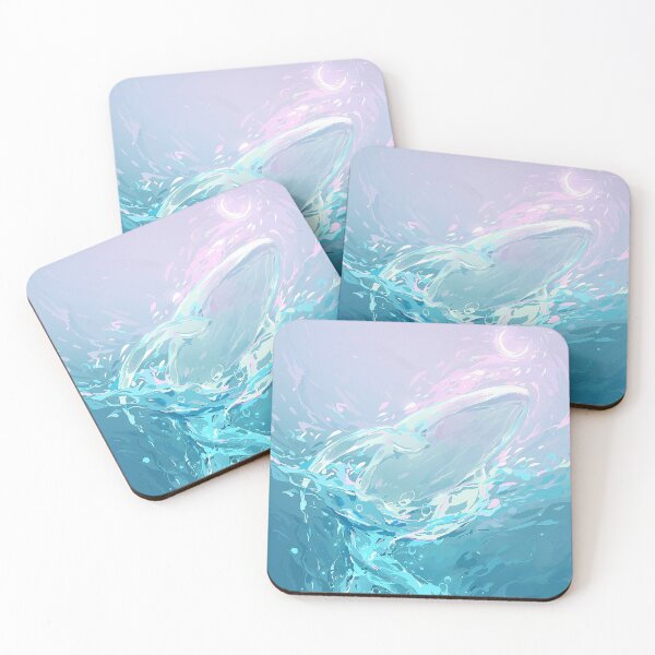 Item preview, whale, fish, blue-pink, ocean, waves, moon designed and sold by SceneryStudio.