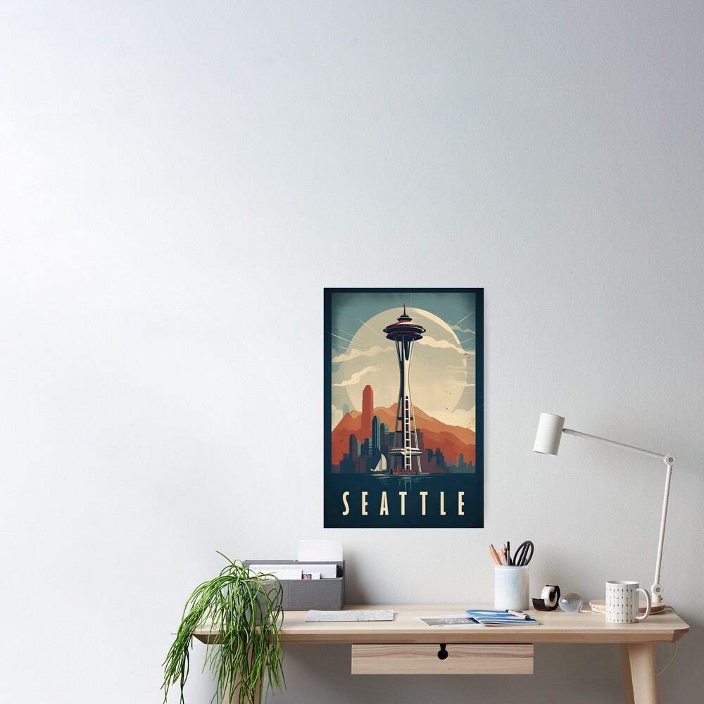 Vintage Poster of Seattle Space Needle Poster
