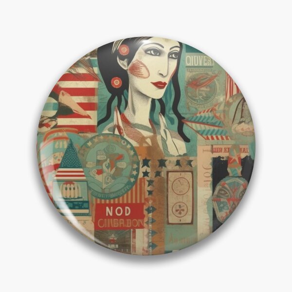Item preview, America Beauty Retro Vintage Patchwork Collage Pattern of Americana designed and sold by BrandonArtWorld.