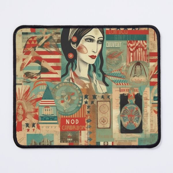 Item preview, America Beauty Retro Vintage Patchwork Collage Pattern of Americana designed and sold by BrandonArtWorld.
