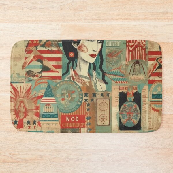 Item preview, America Beauty Retro Vintage Patchwork Collage Pattern of Americana designed and sold by BrandonArtWorld.