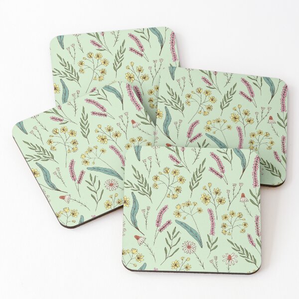 Item preview, Bedtime tea calming herbs botanical pattern in mint green designed and sold by Illustrated by Nat.