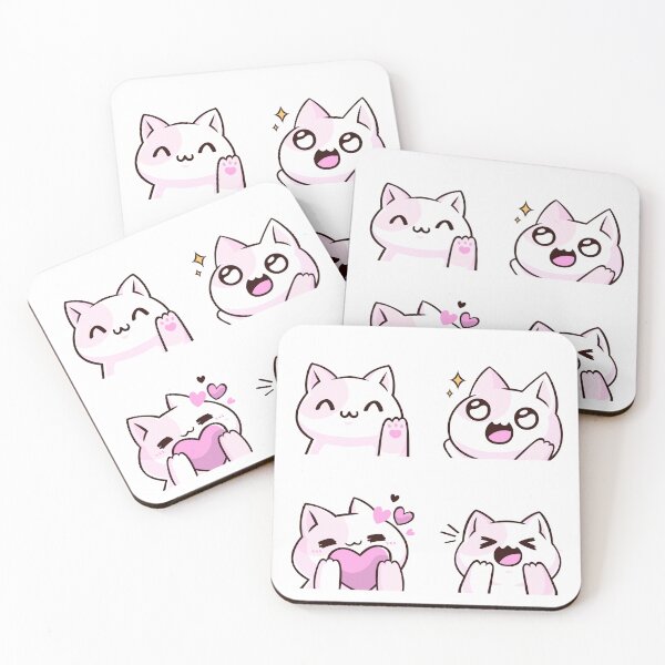 Artikelvorschau, Niedliche Kawaii Happy Cat Aufkleber – Rosa entworfen und verkauft von CuteFrogCreates.
