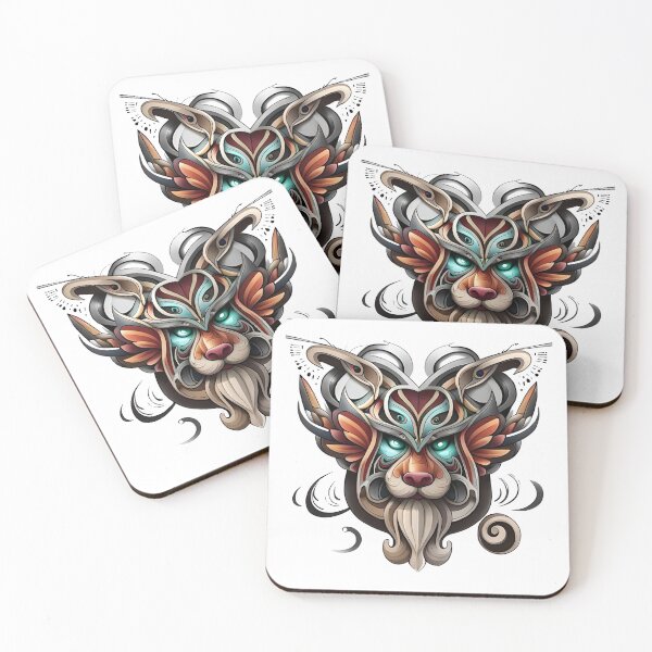 Item preview, Fu dog mask tattoo art designed and sold by Estalon.