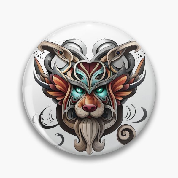 Item preview, Fu dog mask tattoo art designed and sold by Estalon.