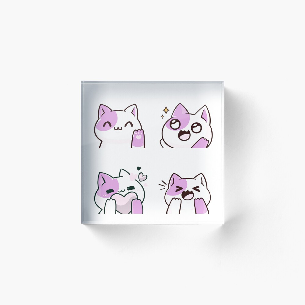 Cute Kawaii Happy Cat Stickers - Purple Greeting Card for Sale by  CuteFrogCreates