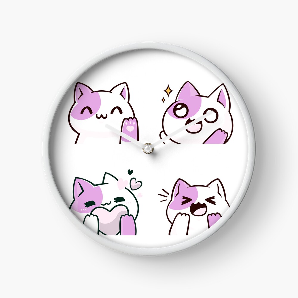 Cute Kawaii Happy Cat Stickers - Purple Greeting Card for Sale by  CuteFrogCreates