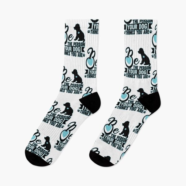 Item preview, Be The Person Your Dog Thinks You Are Dog Humor With Sky Blue Hearts designed and sold by JoyOfHopeStore.