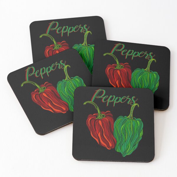 Item preview, Peppers written, with drawn red & green peppers designed and sold by DaveDanchuk.