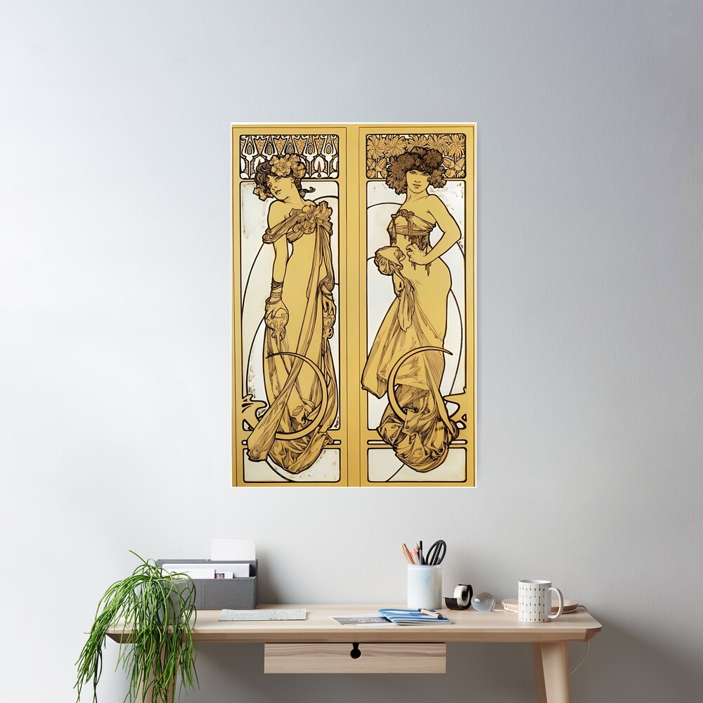 Alphonse Mucha, Two Standing Women