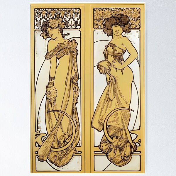 Item preview, Alphonse Mucha, Two Standing Women designed and sold by NouveauEra.