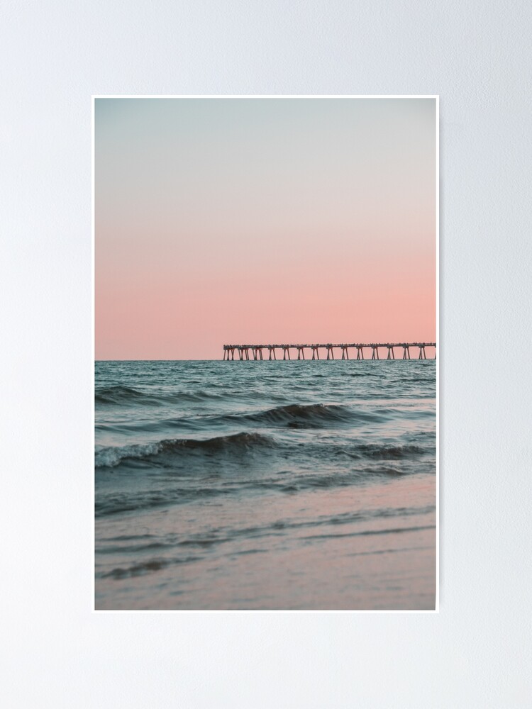 Alternate view of Pink Sky with Boardwalk Along the Ocean Poster