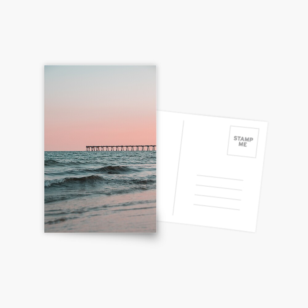 Pink Sky with Boardwalk Along the Ocean Postcard
