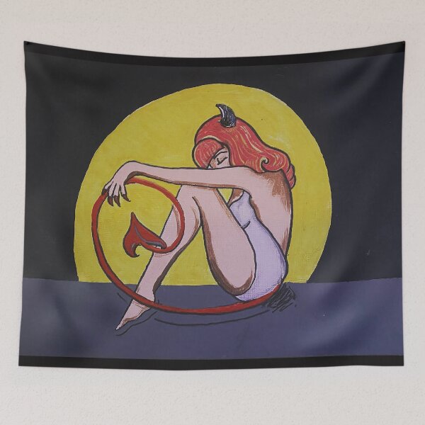Item preview, Moonlit Devil Girl Pinup designed and sold by DanaCarynArt.