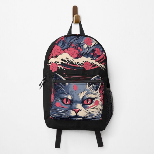 Item preview, Tattoo of a cat with red, pink and blue ukiyo-e patterns, monochrome canvases, Han Dynasty, Tongan art. designed and sold by Kiyomi Mizushima.