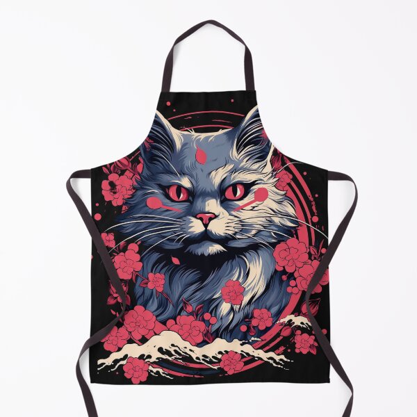 Item preview, Tattoo of a cat with red, pink and blue ukiyo-e patterns, monochrome canvases, Han Dynasty, Tongan art. designed and sold by Kiyomi Mizushima.