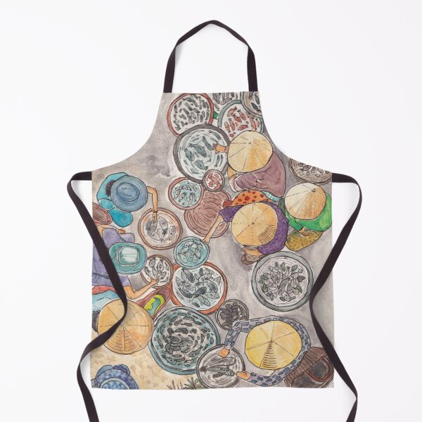 Item preview, Fish Market In Hoi An Vietnam Watercolor Illustration designed and sold by Wall-Art-Sketch.