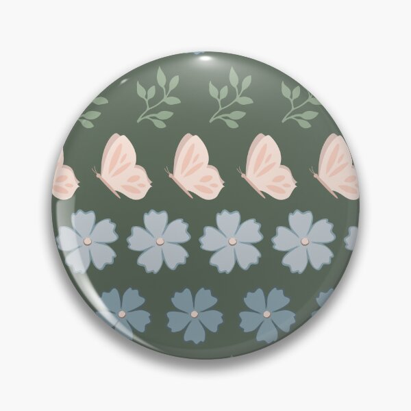 Item preview, Rows of leaves, flowers and butterflies on green background designed and sold by ImpalaMoon.