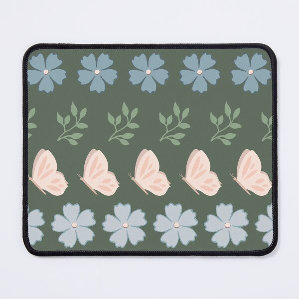 Item preview, Rows of leaves, flowers and butterflies on green background designed and sold by ImpalaMoon.