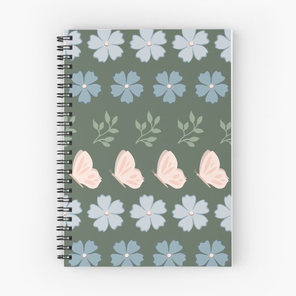 Item preview, Rows of leaves, flowers and butterflies on green background designed and sold by ImpalaMoon.
