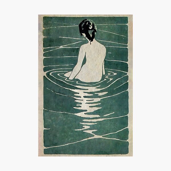 Item preview, Ichijo Narumi Female Nude Seated in Water (1906) designed and sold by outdoorway.