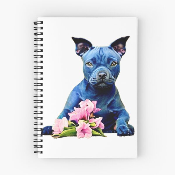 Item preview, Cute Blue Staffordshire Bull Terrier Puppy with pink flowers designed and sold by Bloomin'  Arty Families.