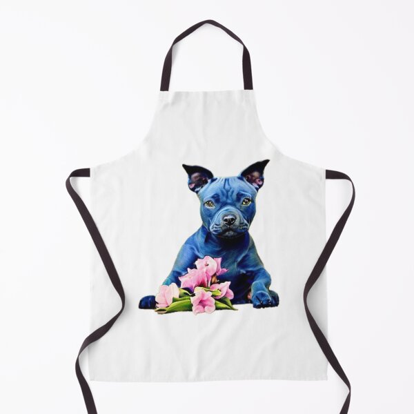Item preview, Cute Blue Staffordshire Bull Terrier Puppy with pink flowers designed and sold by Bloomin' Arty Families.