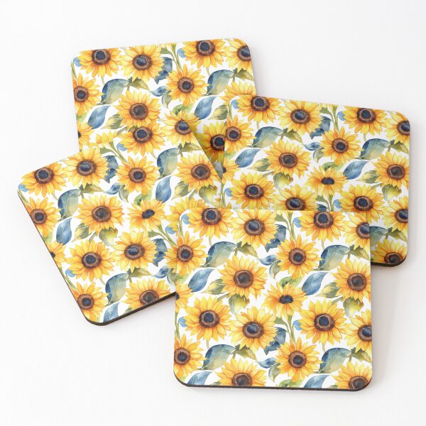 Item preview, Blue green and yellow watercolor sunflower designed and sold by Sunchildprints.