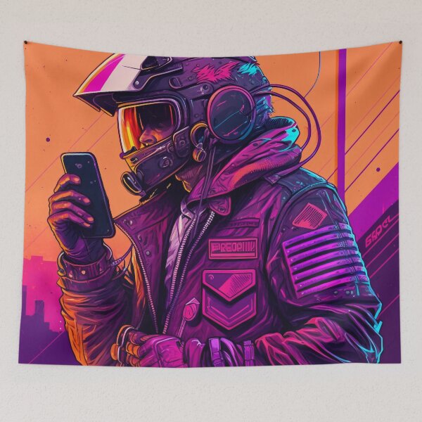Item preview, Synthwave Radio Biker designed and sold by MetroEnvision.