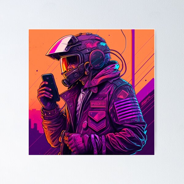 Item preview, Synthwave Radio Biker designed and sold by MetroEnvision.